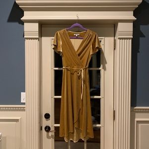 Elegant Gold Velvet Dress